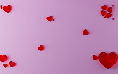 San Valentine’s Day Set with Light Purple Background and Red Crystal Hearts
