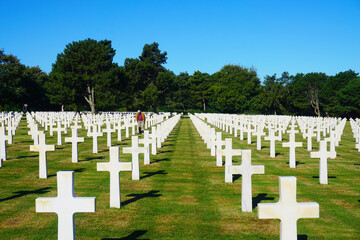 Fototapeta na wymiar Normandy American Cemetery in Normandy, France for American soldiers who died in France in WW2