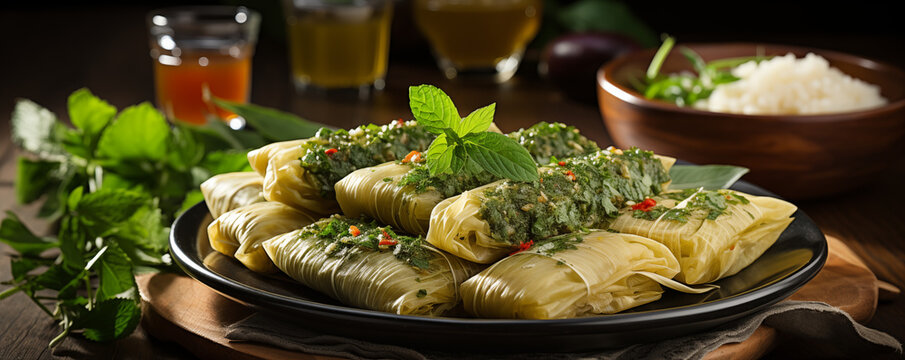 Deliciosos tamales apetitosos con Hoja de maíz.