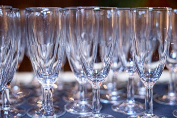 set of crystal glasses for champagne or sparkling wine.