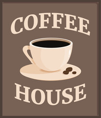 Coffee house sign icon cartoon vector. City bakery tea. Bistro avenue