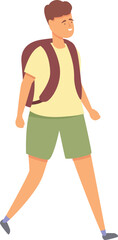 After school boy walk icon cartoon vector. Educational happiness. Carefree play