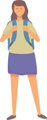 Cute school girl icon cartoon vector. Teen cute happy. Play child kid