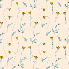 Seamless spring pattern with flowers. Creative floral texture. Great for fabric, textile Vector Illustration