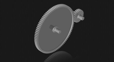 Single helical gear rotor illustration showing a single stage single gearset on a black carbon fiber background