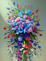 Colorful Modern Special 3D Style Oil Painting, Floral Arrangement, created with Generative AI technology