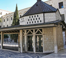 The Basilica of the Annunciation in Nazareth,Israel,stands on the site where the archangel Gabriel...