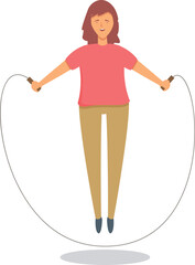 Girl jump rope icon cartoon vector. Fun sport run. River play