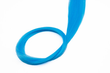 Light blue hair lock on white background