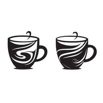 Cups in cartoon, doodle style. Isolated 2d vector illustration in logo, icon, sketch style, Eps 10, black and white. AI Generative