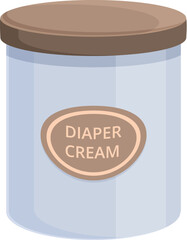 Diaper cream box icon cartoon vector. Salve nappy. Baby care talcum