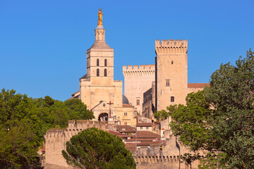 Fototapeta na wymiar Sunny Avignon Cathedral in Avignon, Provence, southern France