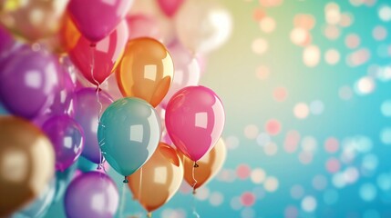 colorful balloons and confetti - obrazy, fototapety, plakaty