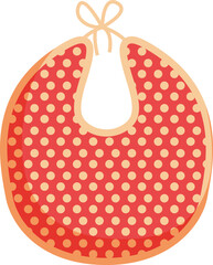 Dotted red bib icon cartoon vector. Baby dry silicone. Feeding dish plastic