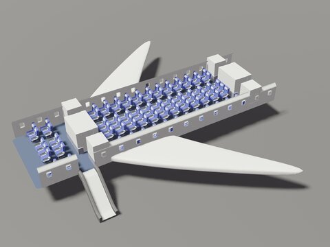 飛行機の脱出シュートの3Dイラスト