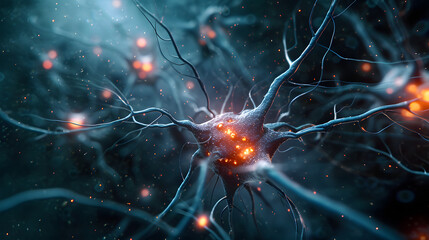 A Closeup Illustration of Synapses: Journey into Neurological Wonders, AI Generative