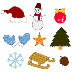 set of christmas elements