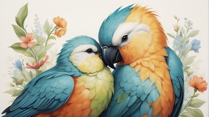 illustration of  blue and yellow macaw