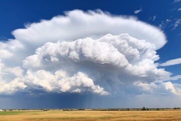 Gaze upwards and be captivated by the striking scene above. One half of the sky presents a pristine blue canvas, untouched by any clouds, while the other half reveals heavy rainclouds