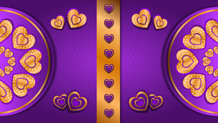 gold heart background with purple  background

