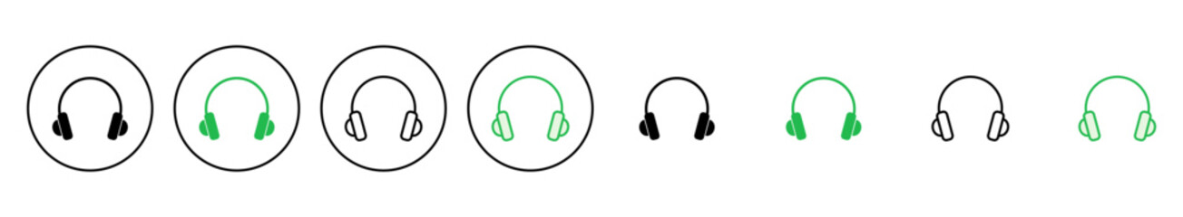 Headphone icon set. Headvector icon symbols