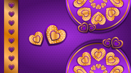 gold heart background with purple  background
