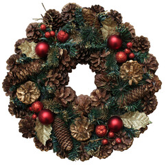 Transparent png Advent Wreath with hazelnuts and red spheres christmas isolated 
