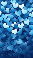 Blue gradient heart pattern, valentine's day background, heart texture