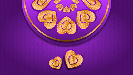 gold heart background with purple  background
