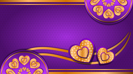 gold heart background with purple  background
