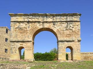 Ancient Roman gate Arco Romano of Medinaceli. Medinaceli is a municipality and town in the province of Soria, in Castile and Le&oacute;n, Spain.