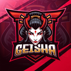 Geisha head mascot logo design