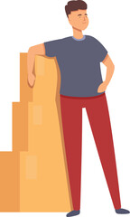 Storekeeper warehouse stack icon cartoon vector. Boxes carton. Salesman cargo