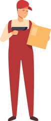 Young storekeeper icon cartoon vector. Work delivery parcel. Mail structure room