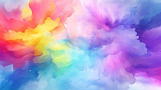 Vibrant watercolor texture with rainbow gradients. Artistic background.