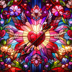 Stained glass valentine's day couple 