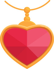 Red ruby heart jewel icon cartoon vector. Shop gift. Style lady