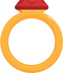 Red ruby ring icon cartoon vector. Gold gift sale. Style accessory