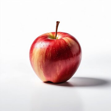 An apple on the white background. An isolated apple. Whole red, On white background. Generative AI