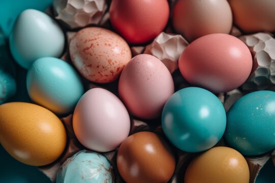 Colorful Easter eggs. Generative AI