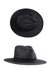 Fashion straw fedora hat isolated on a white background beach hat four views summer fashion free...