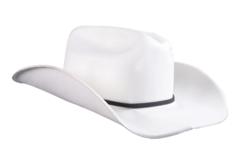 Rodeo rider, wild west, American and country music concept theme with a cowboy hat isolated on white background with cut out clip path