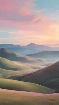 Sunset over the hills pastel hd phone background wallpaper