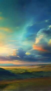 Sunset over the sea valley evening view hd phone background wallpaper