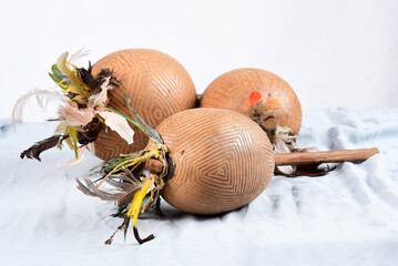 maraca percussion instrument cascara indigenous handmade instrument cultural gourd