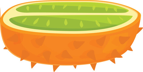 Half kiwano fruit icon cartoon vector. Melon summer. Fruit farm organic