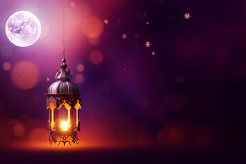 Islamic holiday image in a purple blurred background