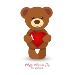 Happy valentines day, bear holding big love heart