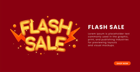 Flash Sale 3d font and 3d flash vector with red background