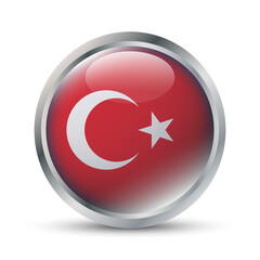 Turkey Flag 3D Badge Illustration